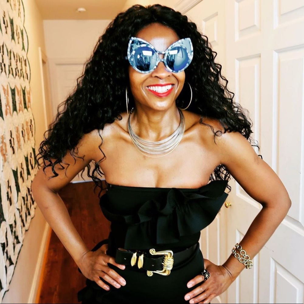 Iconic LINDA FARROW KHALEDA RAJAB+FAHAD Blue sunglasses